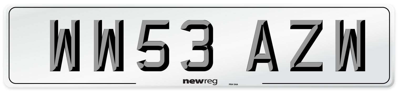 WW53 AZW Number Plate from New Reg